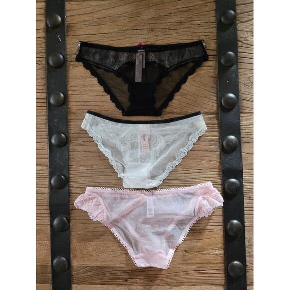Victoria's Secret Lace and Mesh Bikini Panty Bundle sz xSmall New - Picture 4 of 4